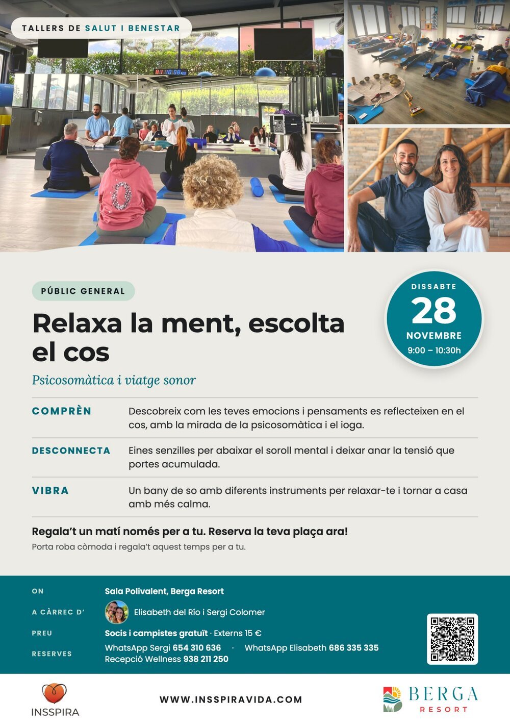 Cartell del taller «Desconnecta la ment, escolta el teu cos», 28 de novembre