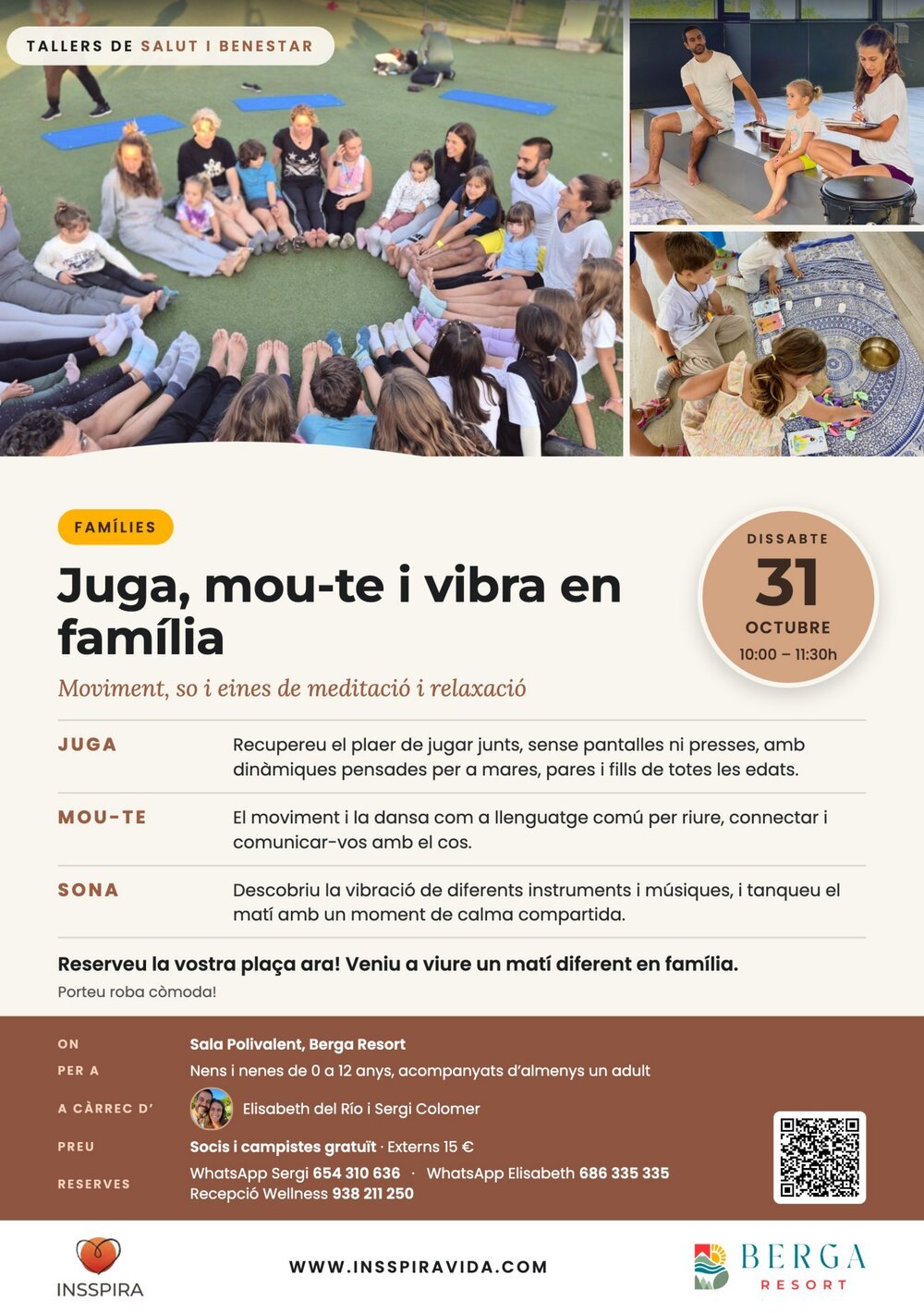 Cartell del taller «Juga, mou-te i vibra en família», 31 d'octubre